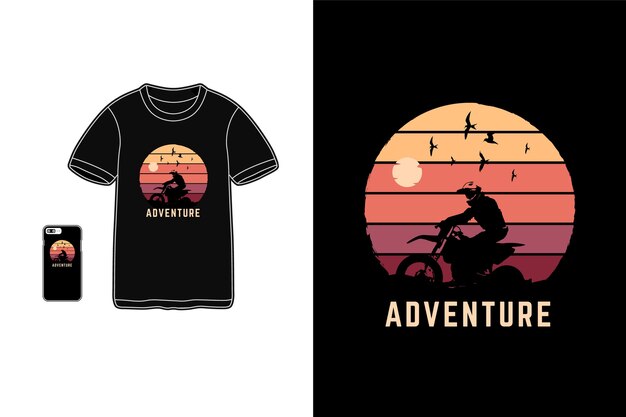 Aventura, tipografía de siluet de mercancía de camiseta.