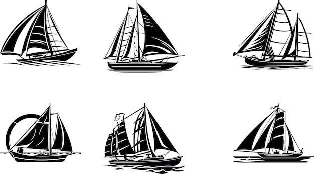 Aventura de windsurf Captura la emoción con estas detalladas siluetas vectoriales