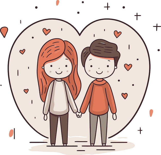 Vector las aventuras de amor digitales las parejas dinámicas caprichosas la fusión de amor vectorializada el vínculo amoroso dinámico