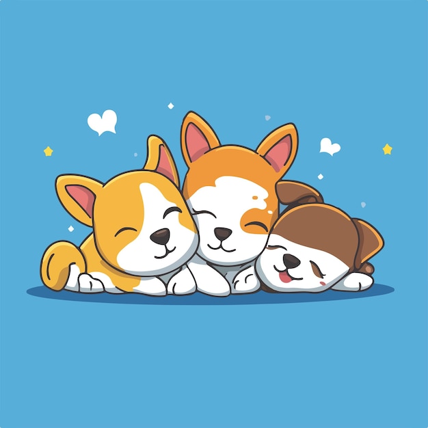 Aventuras caprichosas con cachorros juguetones ilustración vectorial