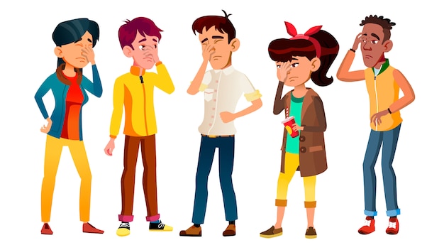 Avergonzados adolescentes con gesto Facepalm Set