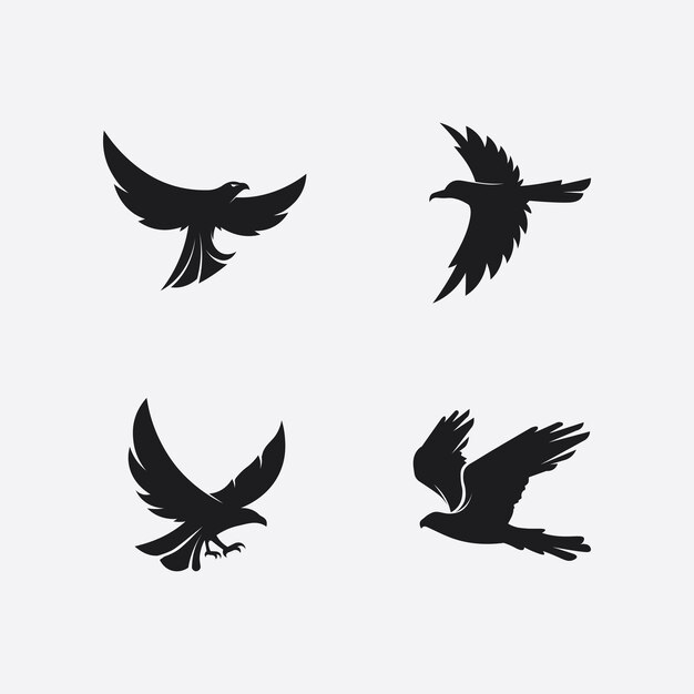 Aves y diseño de logo de paloma golondrina y alas de animales vectoriales y aves voladoras