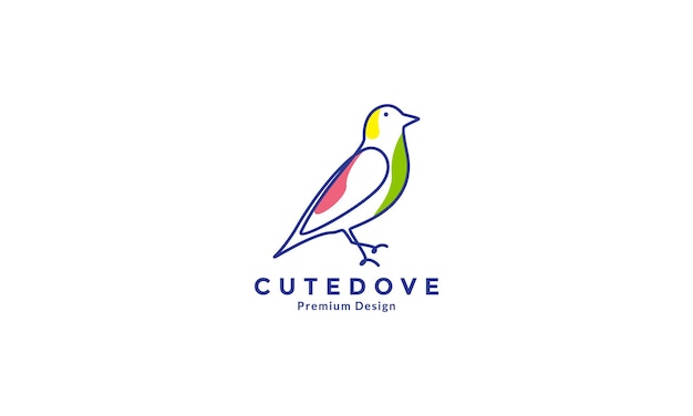 Aves paloma línea colorido logotipo símbolo vector icono diseño ilustración