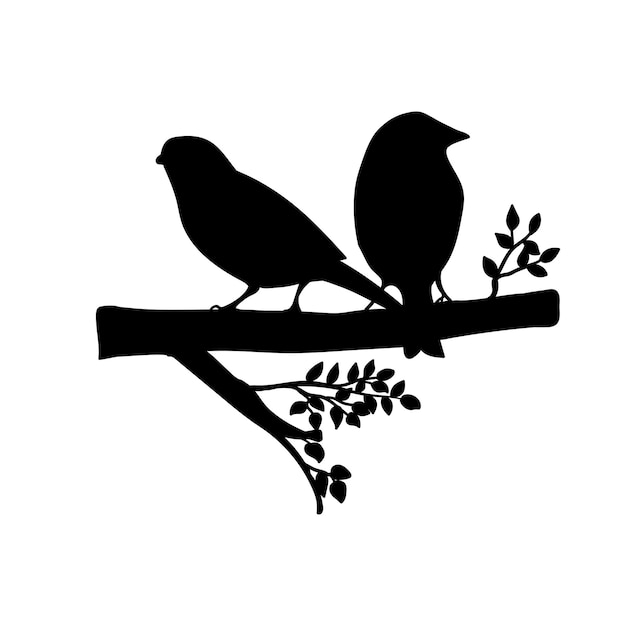 Vector aves en la rama del árbol bundle silueta diseño svg