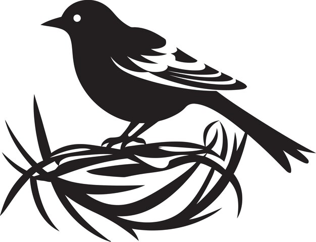 Vector aviario maven icono de nido de pájaro negro diseño de icono vectorial de tejedor de nido