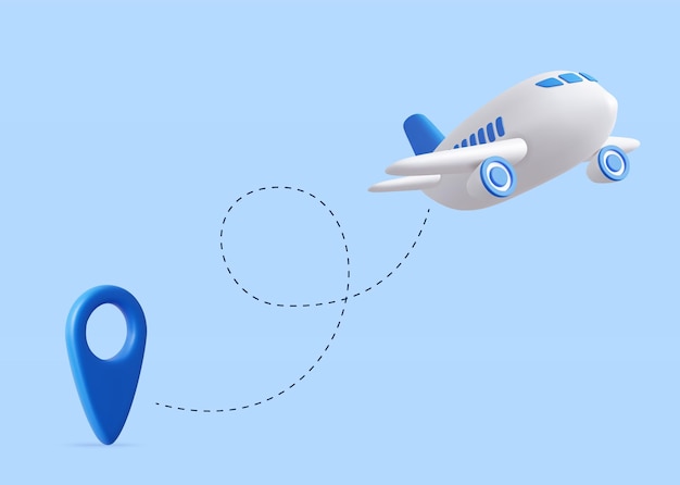 Avión 3D volando y dejando una línea de rastro