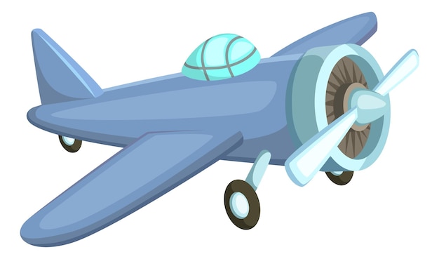 Avión antiguo al estilo de las caricaturas. Juguete de avión infantil aislado sobre fondo blanco.