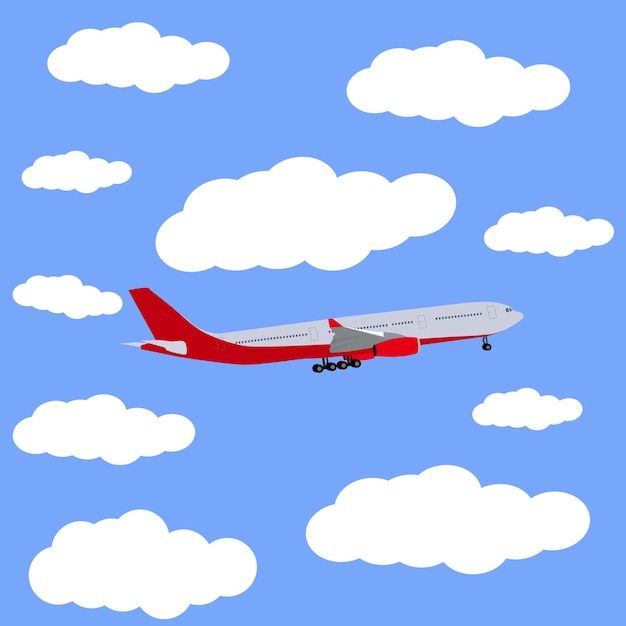 Avión, en, el, cielo, icono, vector