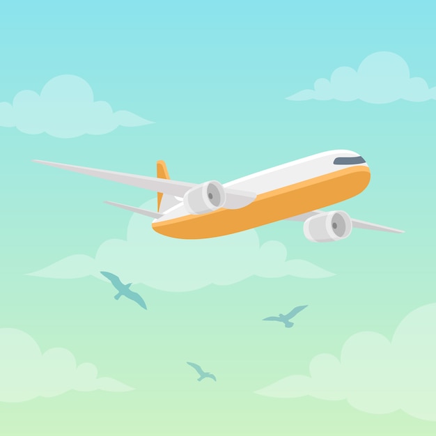 Avión en el cielo ilustración vectorial