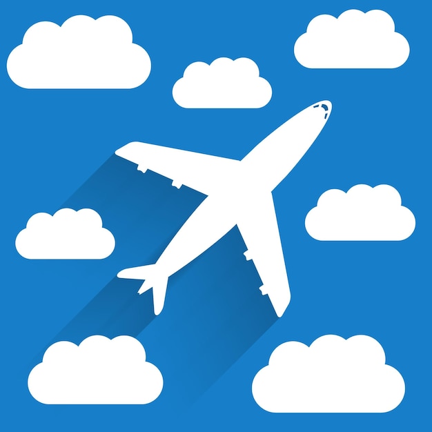 El avión en el cielo con nubes se puede utilizar para la ilustración de los vectores de texto10