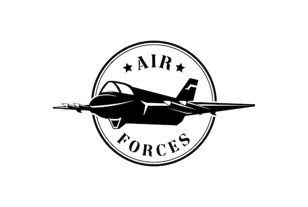 Avión de combate retro vintage para el logotipo de transporte de las fuerzas militares del soldado del ejército de defensa de guerra