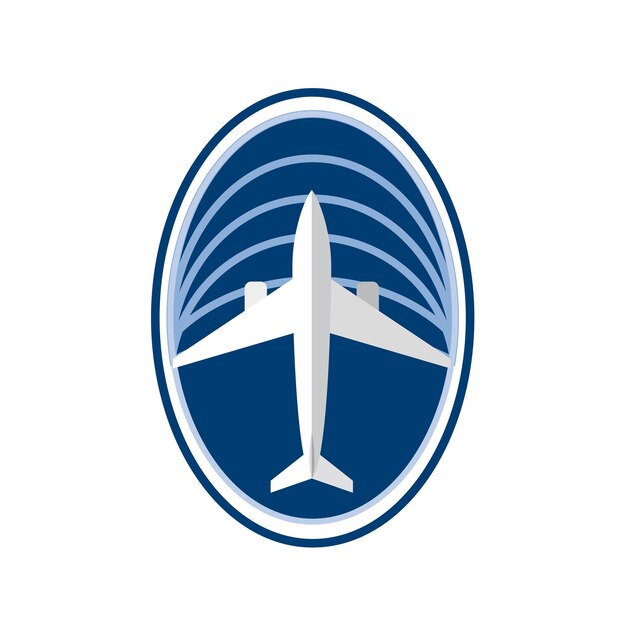 Avión dentro de fondo ovalado Diseño de logotipo de plantilla vectorial