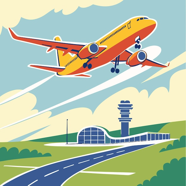 Avión despegando sobre el aeropuerto