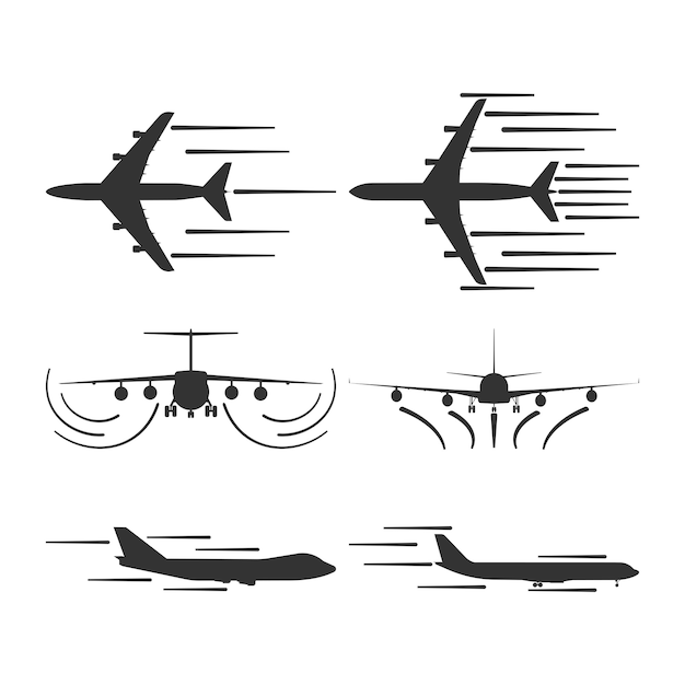 Avión despegue vector icono de viaje aéreo