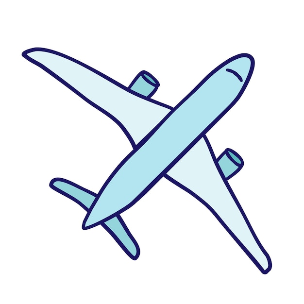 Vector avión dibujado a mano icono de avión doodle aislado clipart para ilustración de viajes y turismo