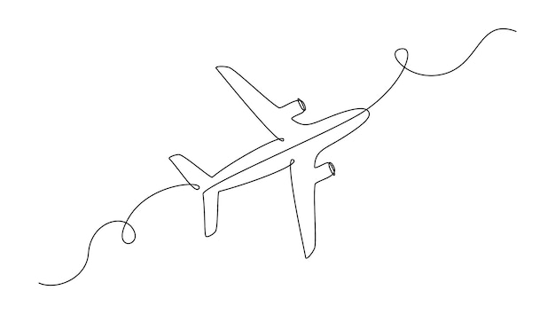 Vector avión en un dibujo de línea continua. trazo editable. ilustración de vector simple en estilo lineal