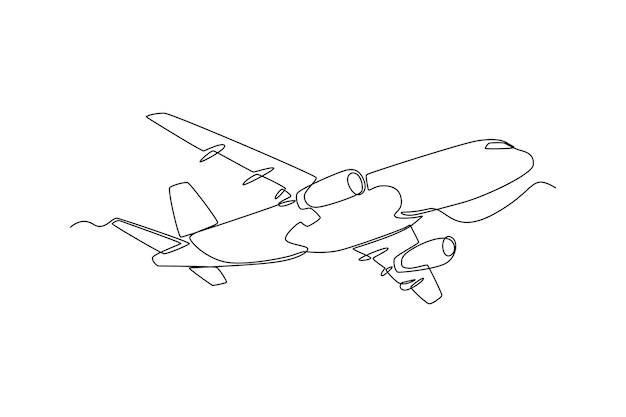 Avión de dibujo de una sola línea Concepto de transporte aéreo Ilustración de vector gráfico de diseño de dibujo de línea continua