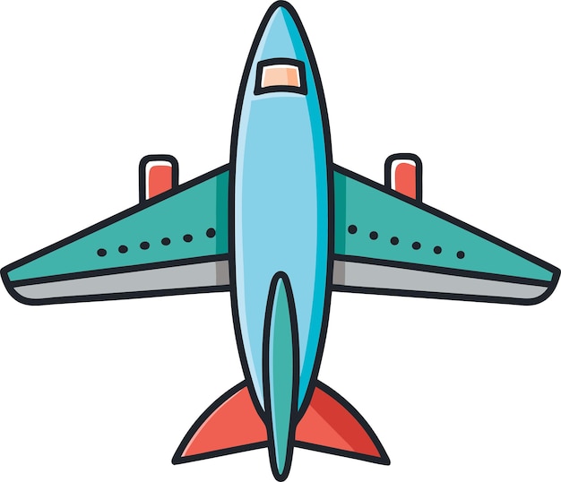 Avión de dibujos animados en azul y azulado