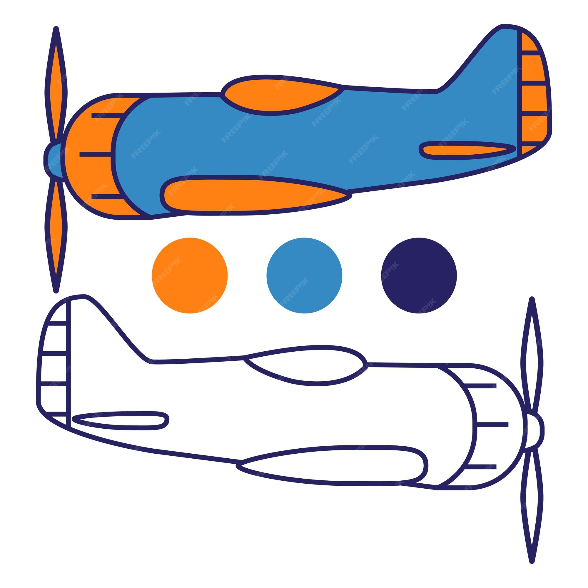 Avión con la hélice. luchador de la segunda guerra mundial. libro para  colorear para niños. | Vector Premium