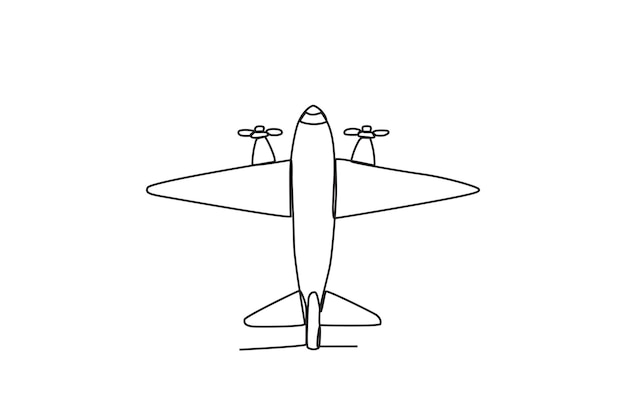 Un avión con hélices dibujo en línea de avión vintage