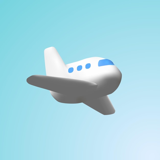 Vector avión icono 3d dibujos animados blanco avión de pasajeros icono 3d