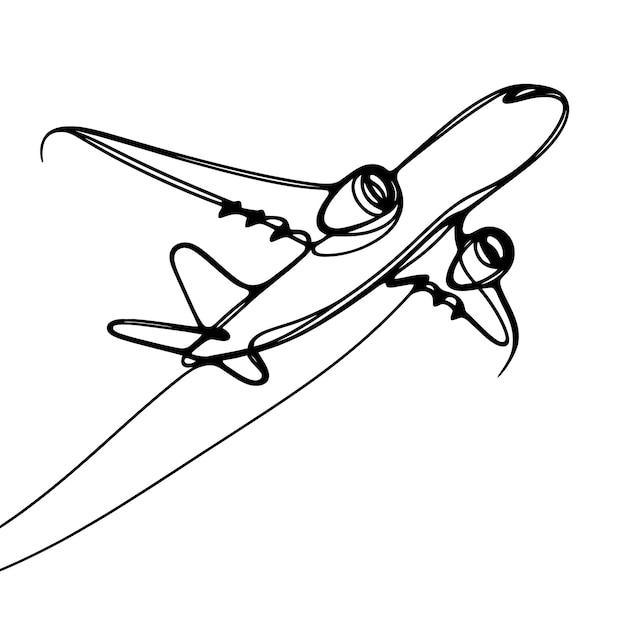 Un avión de línea una línea continua avión vectorial ilustración concepto de viajes y turismo