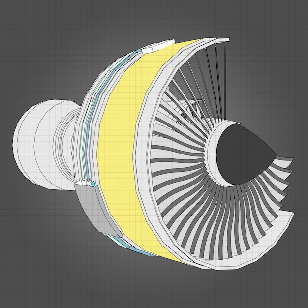 Avión con motor turborreactor. Ilustración de línea vectorial.