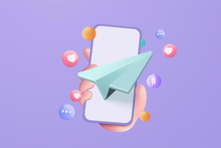 Vector avión de papel 3d para enviar un nuevo mensaje de avión en el teléfono móvil en la mano de negocios correo electrónico mínimo enviado una carta a marketing en redes sociales suscríbase al boletín 3d icono de vuelo de avión ilustración de renderizado vectorial