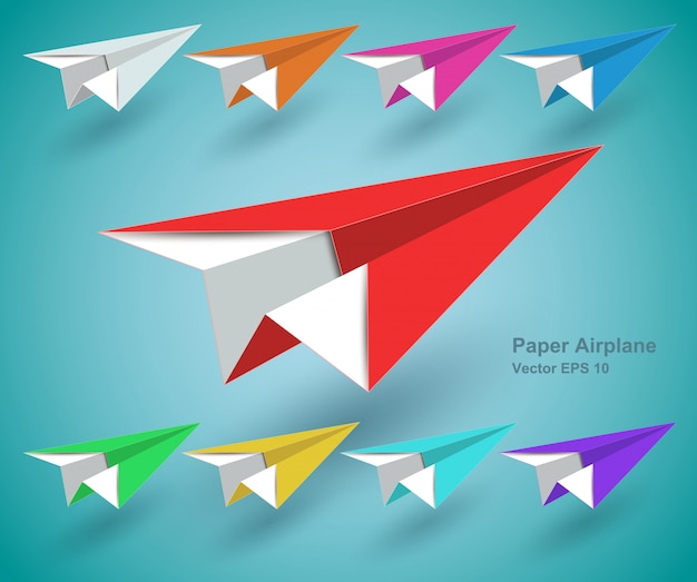 Avión de papel colorido