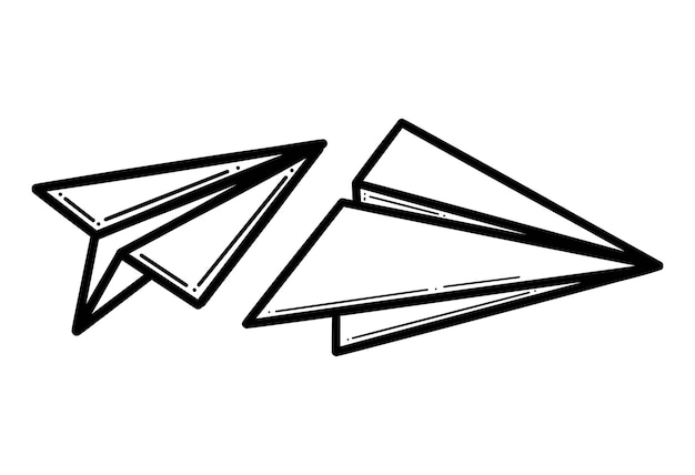 Vector avión de papel doodle línea vector icono