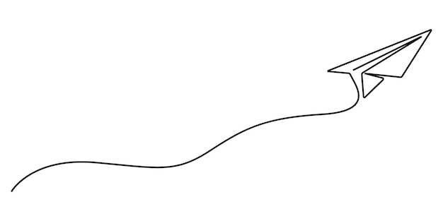Avión de papel en estilo de dibujo de línea continua Ilustración vectorial diseño minimalista dibujado a mano
