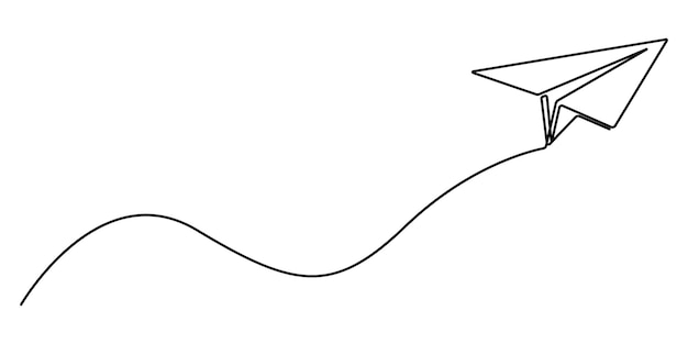 Avión de papel en estilo de dibujo de línea continua Ilustración vectorial diseño minimalista dibujado a mano