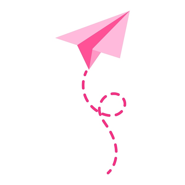 Avión de papel de origami rosa. Concepto de boda y día de San Valentín.
