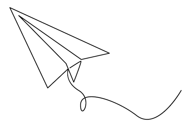 Avión de papel en vuelo Una representación artística de líneas simples