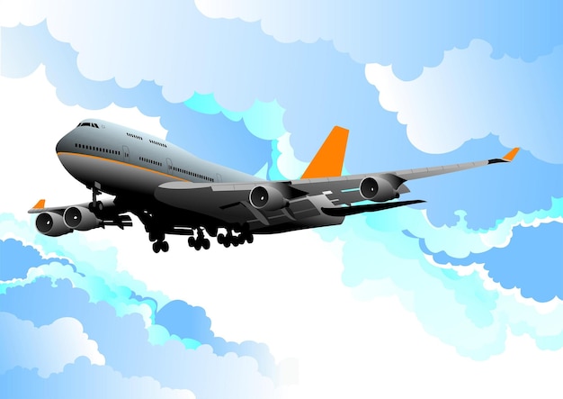 Avión de pasajeros en el aire ilustración vectorial