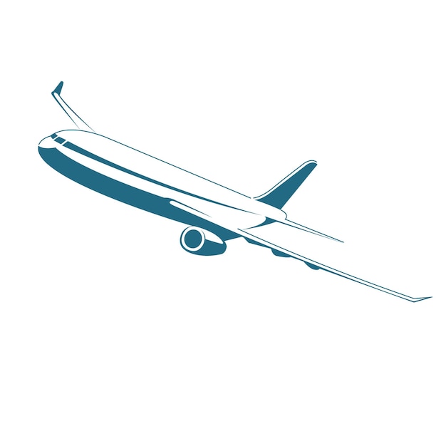 Avión de pasajeros dibujado por vectores. Aislado sobre fondo blanco.