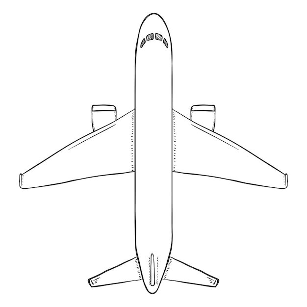 Avión de pasajeros de dibujo vectorial avión de aviación comercial