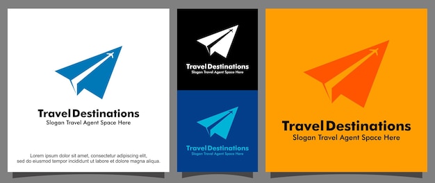 Avión que viaja a la plantilla de logotipo de destino