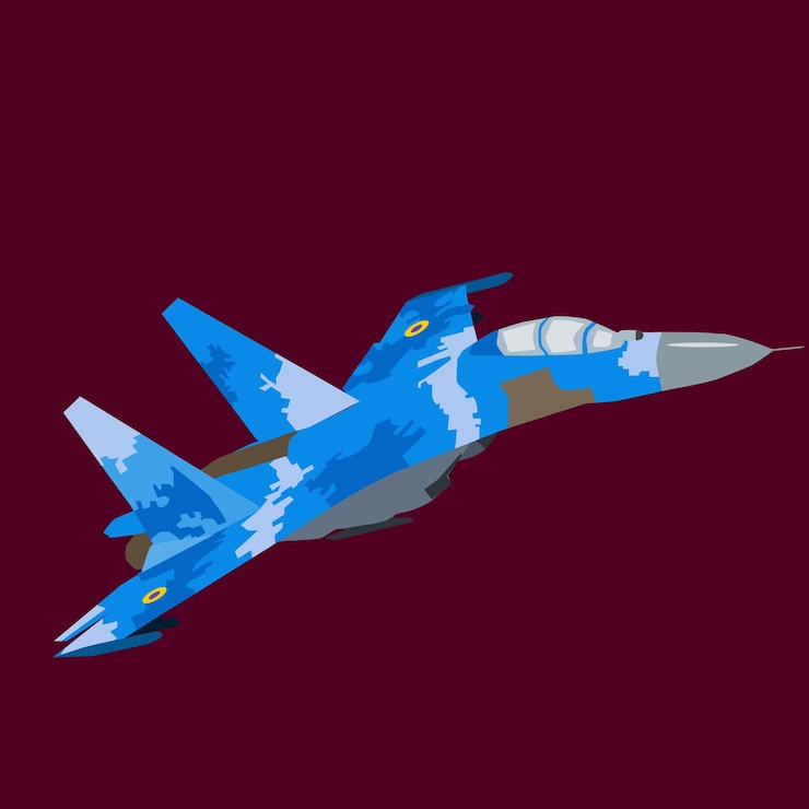 Vector avión su-27. fuerza aérea de ucrania. arma, ilustración vectorial de aviones a reacción militares. caza aéreo