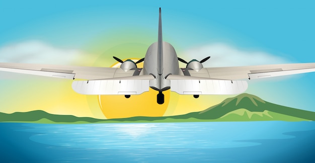 Avión volando sobre el océano