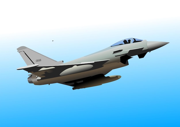Vector aviones de combate vector armado ilustración 3d dibujada a mano