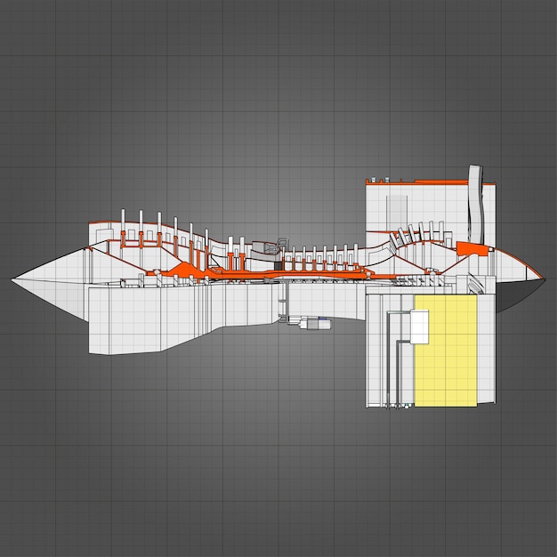 Vector aviones con motor a reacción turbo. ilustración de línea de vector.