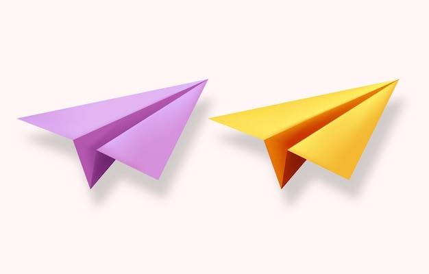 Aviones de papel aislados sobre un fondo blanco De vuelta al fondo de la escuela