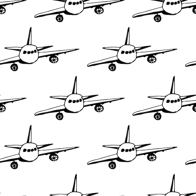 Aviones de papel de patrón de diversión de vector transparente en