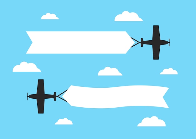 Aviones voladores con banners publicitarios.