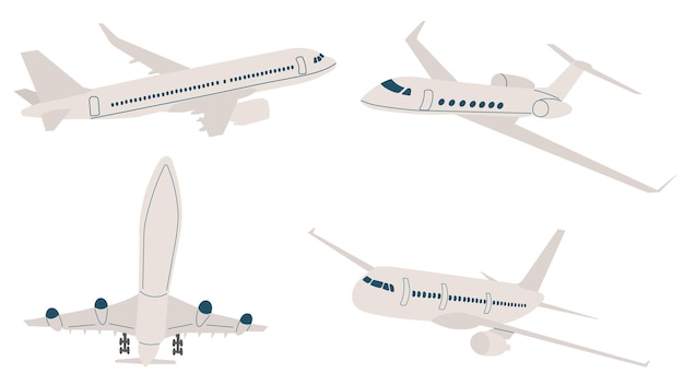 aviones volando en vector de estilo plano
