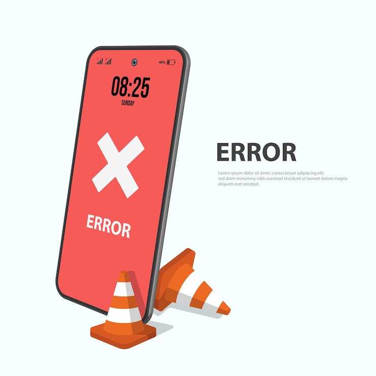 Vector aviso en el icono del vector de la pantalla del teléfono inteligente error de virus de advertencia de alerta