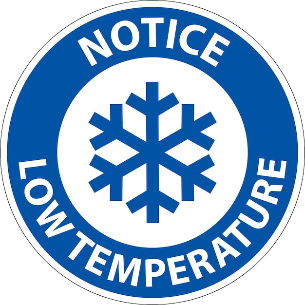 Aviso Símbolo de baja temperatura y signo de seguridad de texto
