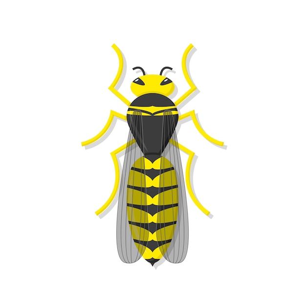 Avispa insecto en estilo plano con sombra