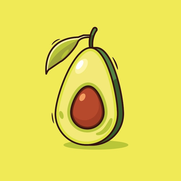 avocado cortado dibujo artístico de dibujos animados a mano